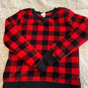 Red and black checkered, slip sweater, medium
